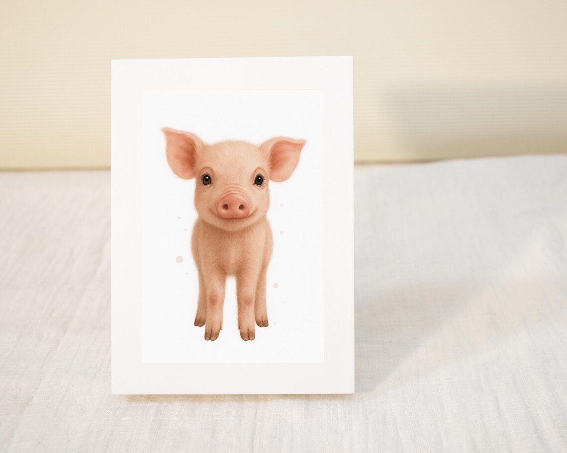 Farmhouse Nursery Pig Art, Farm Animal Decor - Image 3