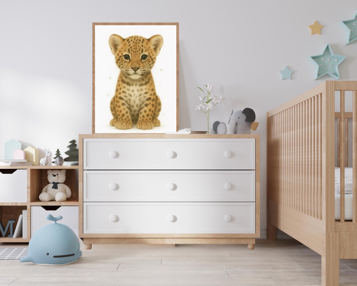Safari Nursery Baby Leopard, Jungle Animal Decor - Image 2