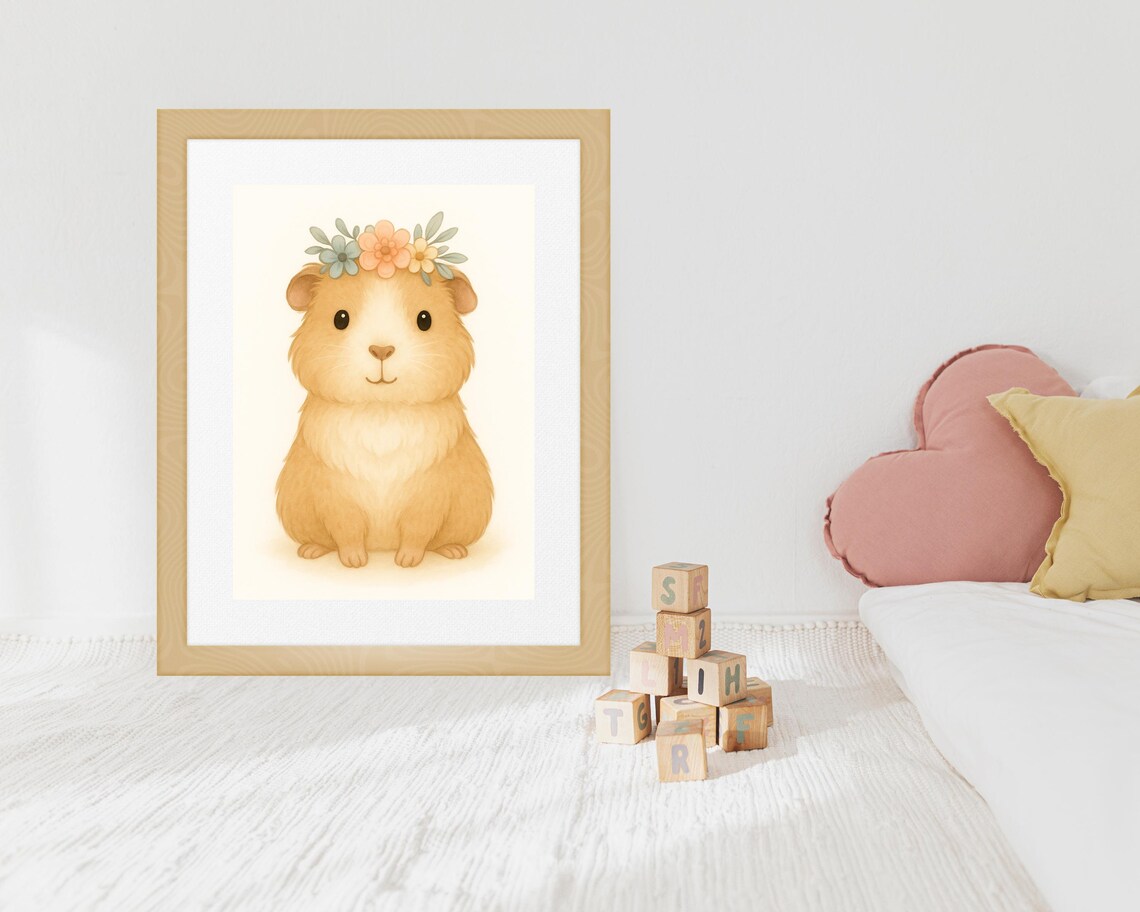 Adorable Guinea Pig Nursery Decor, Cute Animal Print - Image 3