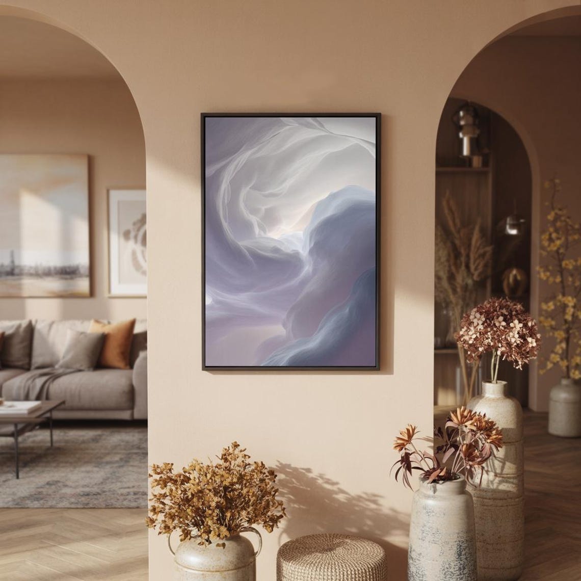 Dreamscape Light Ethereal White Cloudy Abstract Soft Art Poster - Image 3