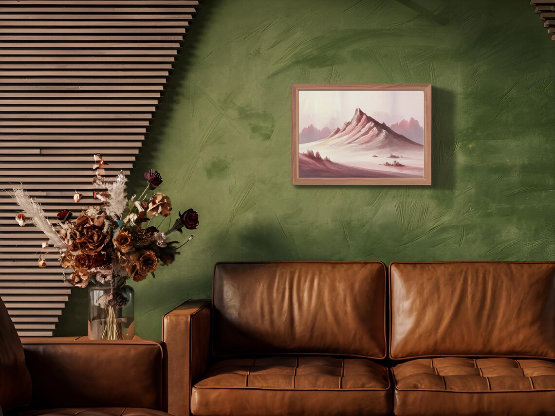 Soft Mauve Mountain Peak Watercolor Misty Pink Ridge Landscape Poster - Image 3