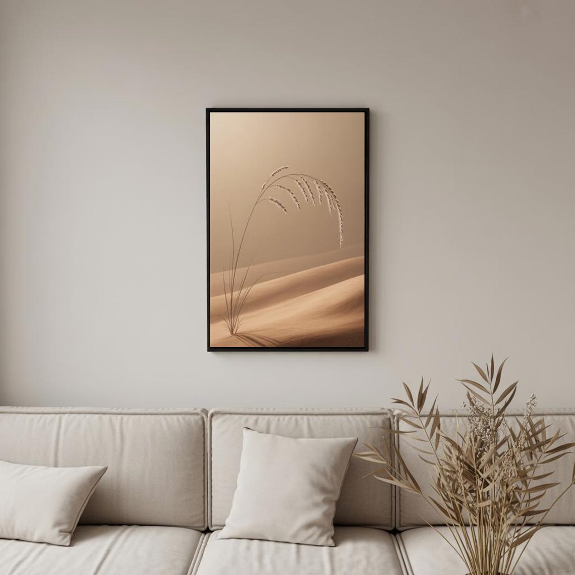 Desert Grass Minimalist Soft Sand Tones Serene Nature Wall Art