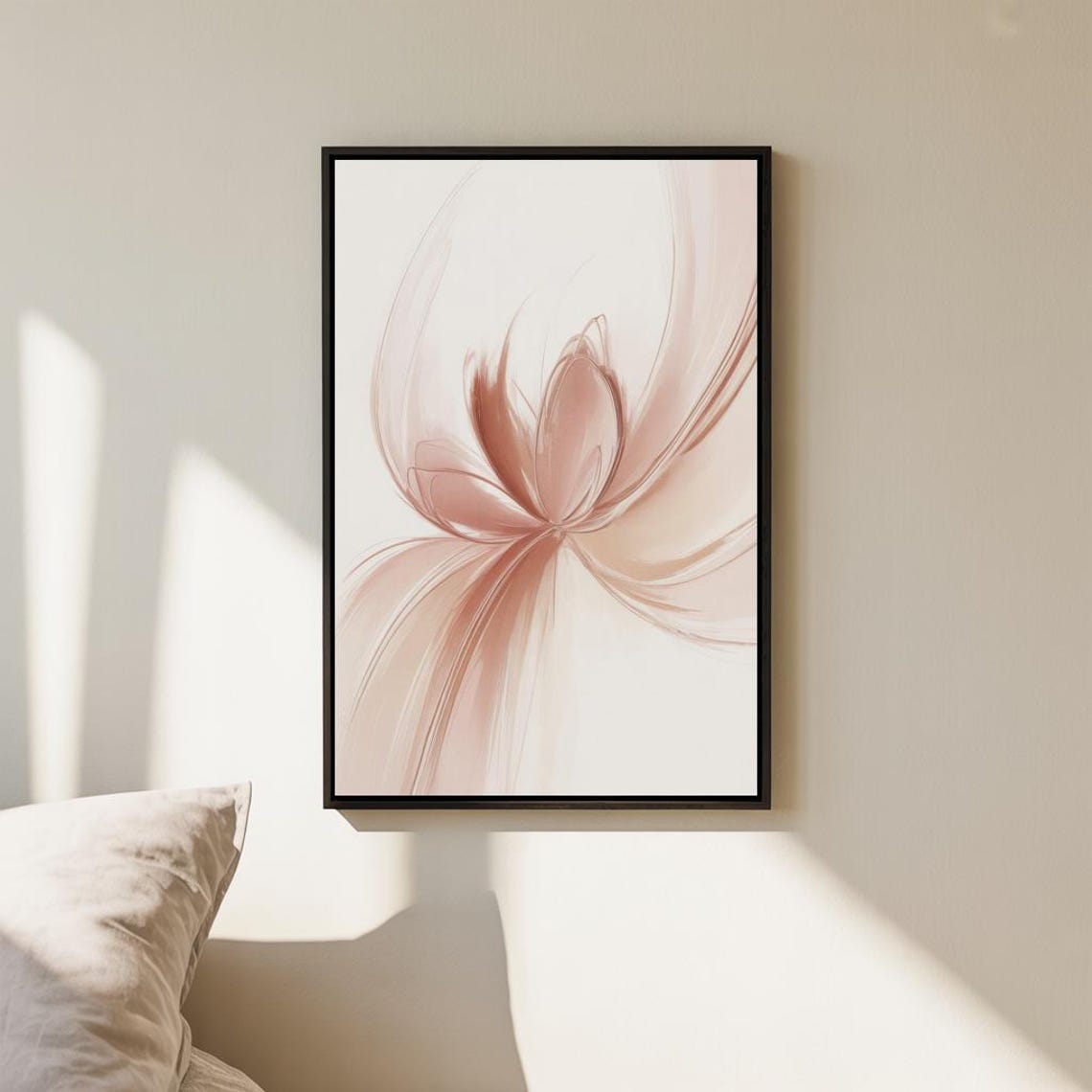 Soft Blush Pink Abstract Floral Swirl Minimalist Botanical Poster - Image 3
