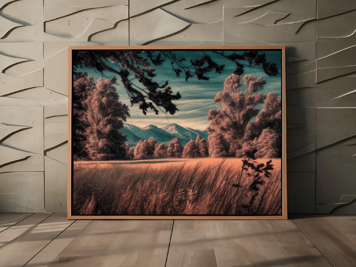 Mountain Forest Field Nature Art Print Decor Wall Room - Image 2