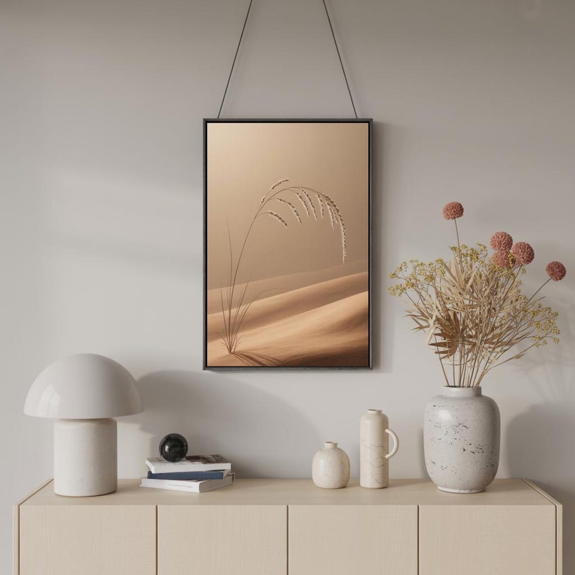 Desert Grass Minimalist Soft Sand Tones Serene Nature Wall Art - Image 3