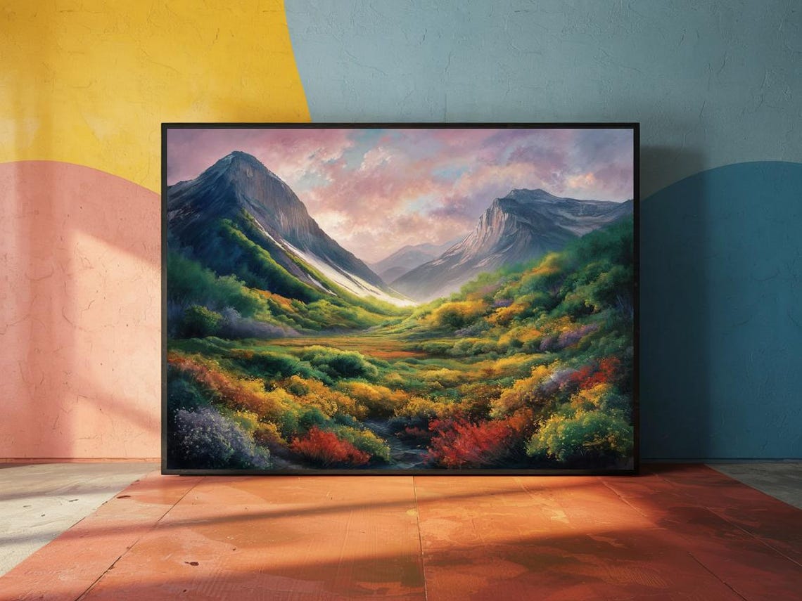 Mountain Fields Nature Art Print Decor Wall Room - Image 3