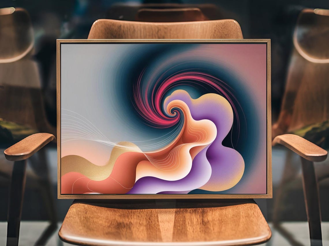 Pastel Gradient Swirl Vortex Pink Purple Fluid Abstract Poster - Image 3