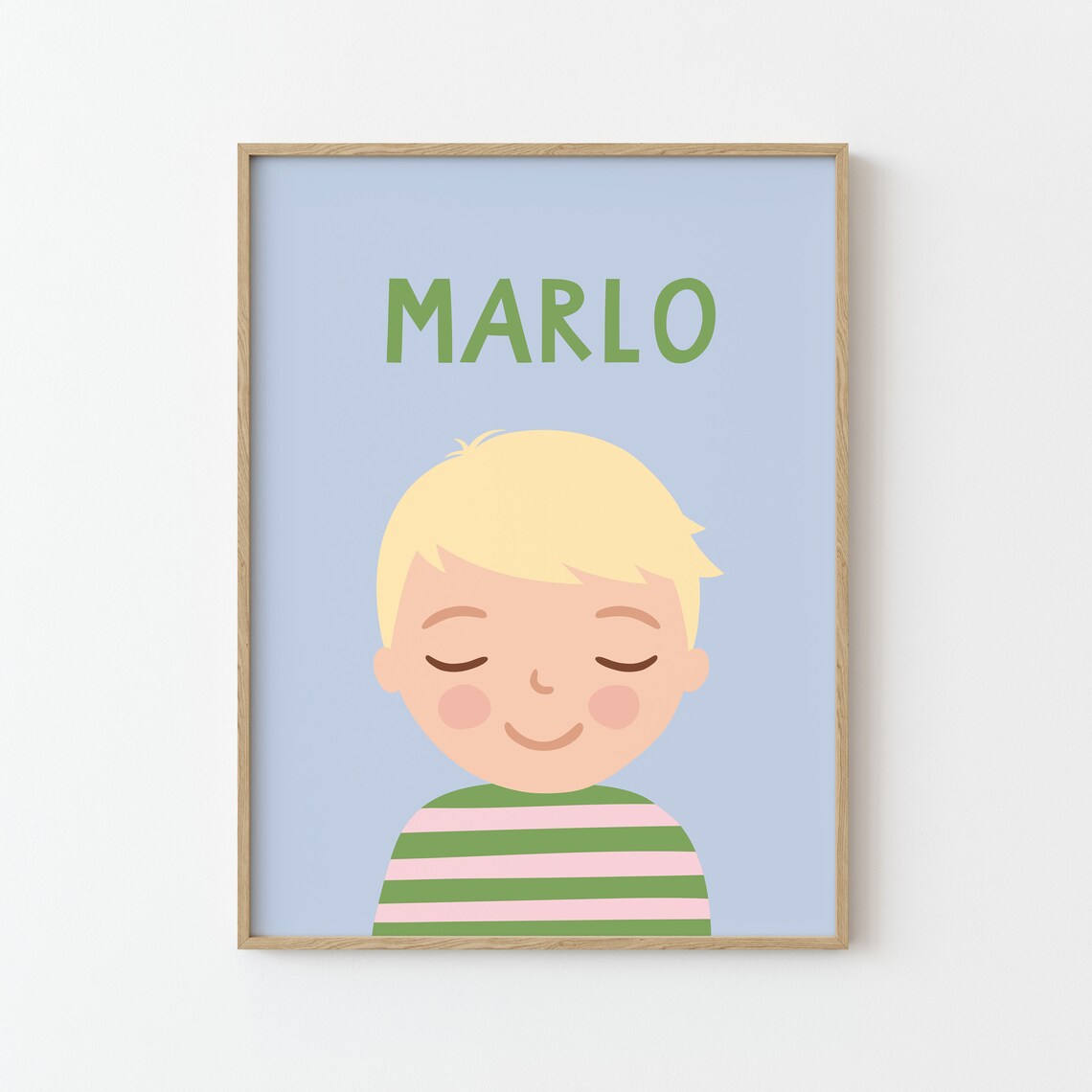 Personalized Portrait Boy Art Print for Kids Room
