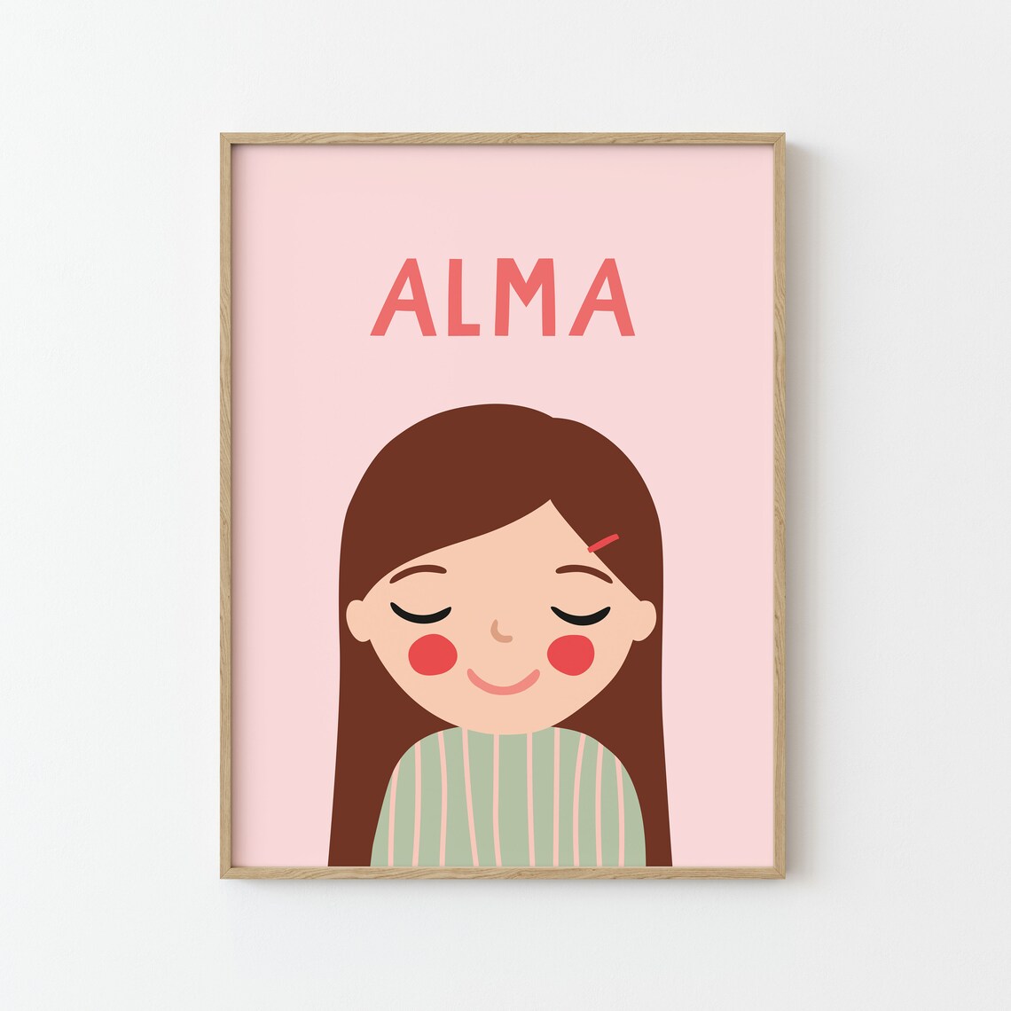 Personalized Portrait Girl With Brown Hair Art Print - Image 2