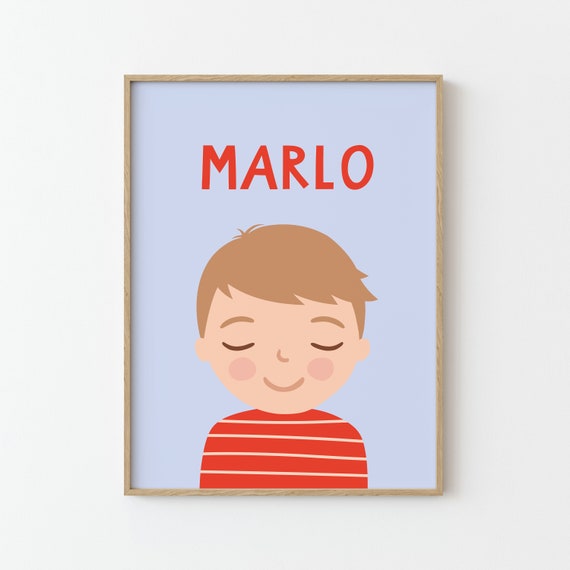 Personalized Boy Portrait Illustration Poster for Kids