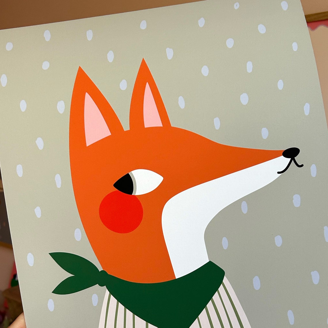 Forest Fox Print Illustration Poster For Kids Wall Decor Childrens Room Nursery Green Orange - Image 2