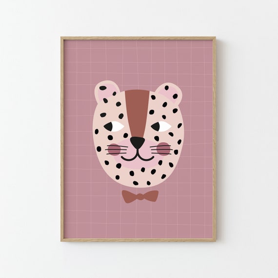 Leo Illustration Rose Poster, Kids Nursery Decor