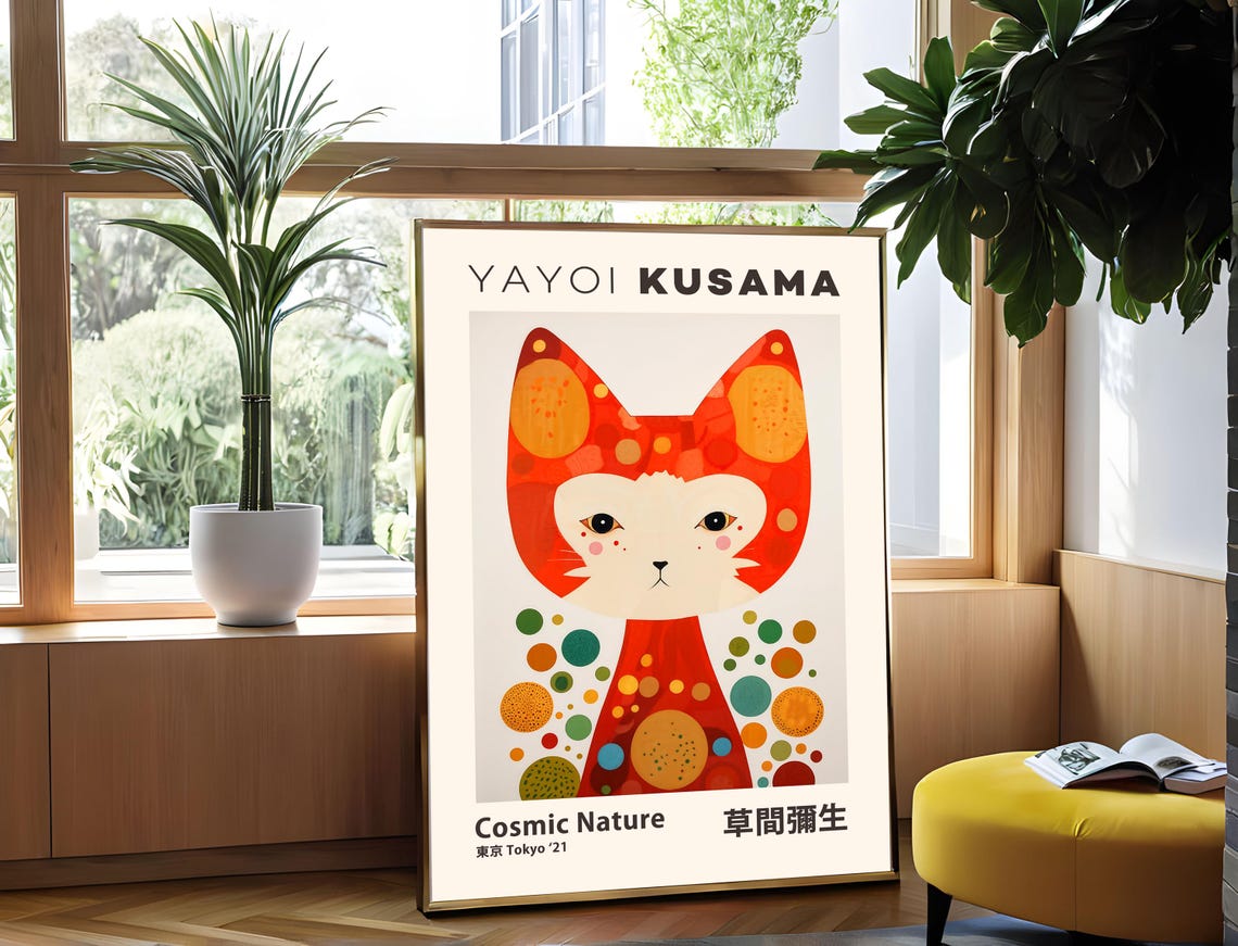 Yayoi Kusama Cosmic Cat Dotted Wonderland Tokyo 21 Art Poster - Image 4