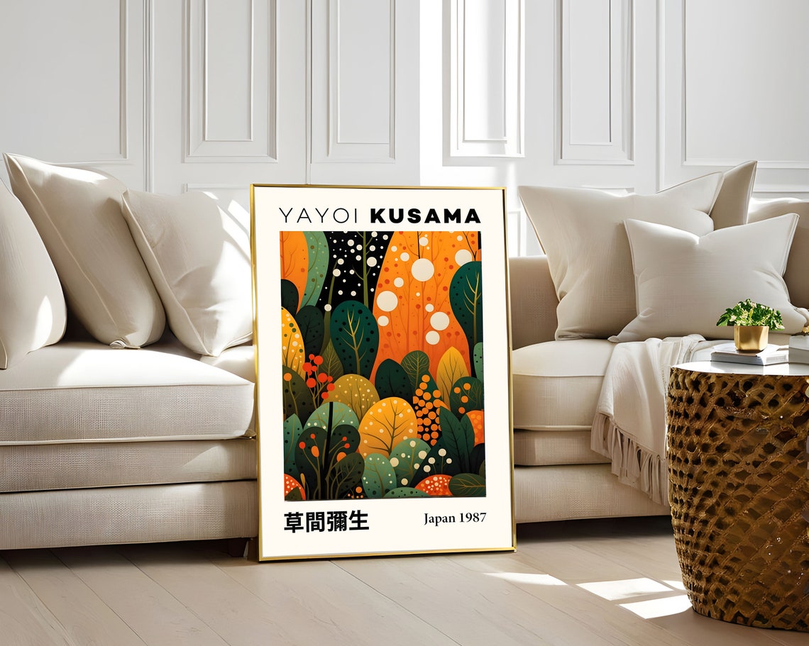Yayoi Kusama Enchanted Forest Dots Leaves Autumn Japan 1987 Poster - Image 3