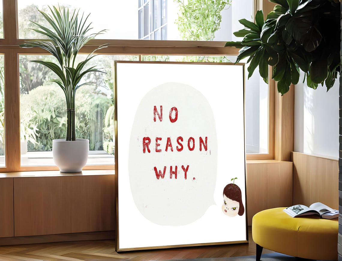 Yoshitomo Nara No Reason Why 1995 Red Speech Bubble Art Poster - Image 5