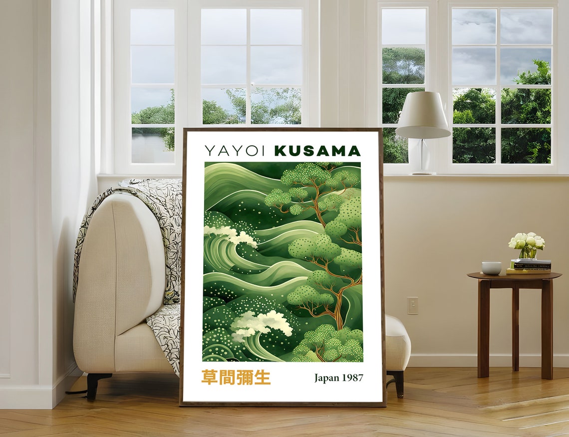 Yayoi Kusama Green Waves Japanese Nature Japan 1987 Art Poster - Image 2