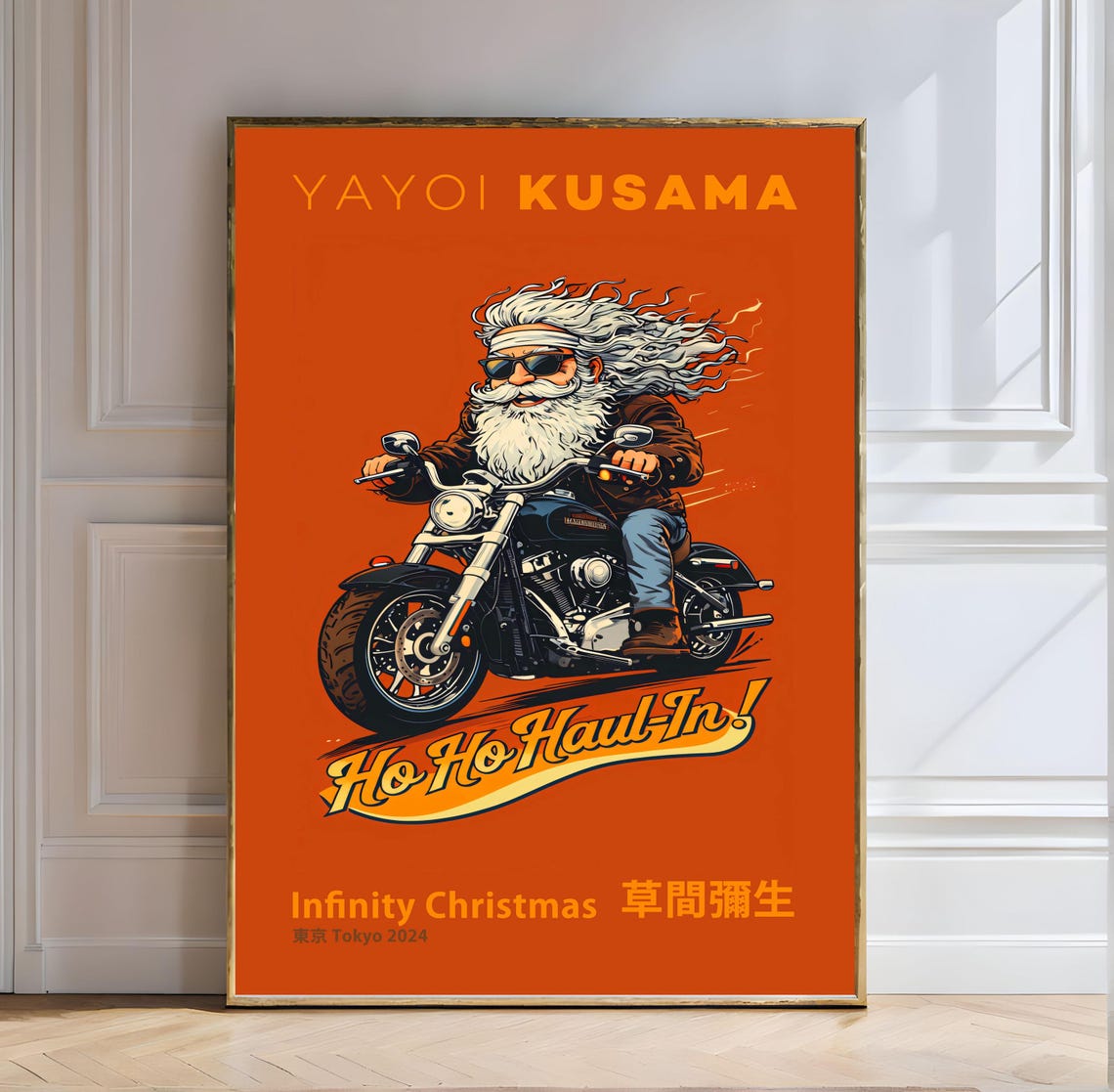 Yayoi Kusama Santa Motorcycle Ho Ho Haul In Tokyo 2024 Art Poster