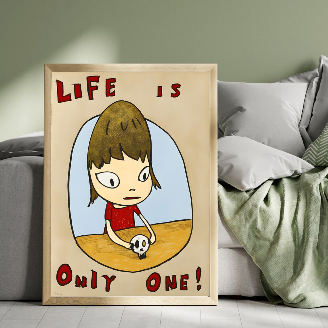 Yoshitomo Nara Life Is Only One Girl With Skull Japanese Art Poster - Image 4