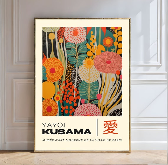 Yayoi Kusama Print Floral Vibrance With Polka Dot Accents Floral Art Polka Dots Modern Art Abstract Vibrant Colors Nature Bold Design