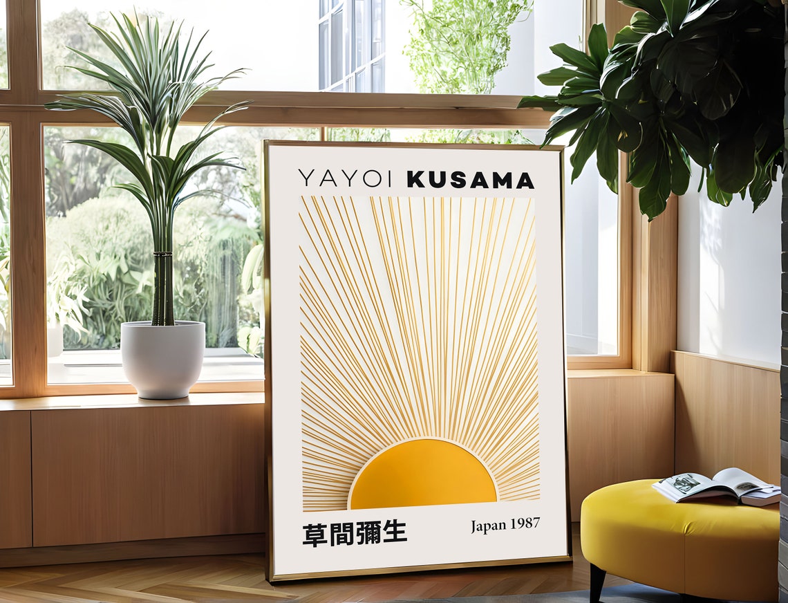 Yayoi Kusama Radiant Golden Sunburst 1987 Minimalist Art Poster - Image 4