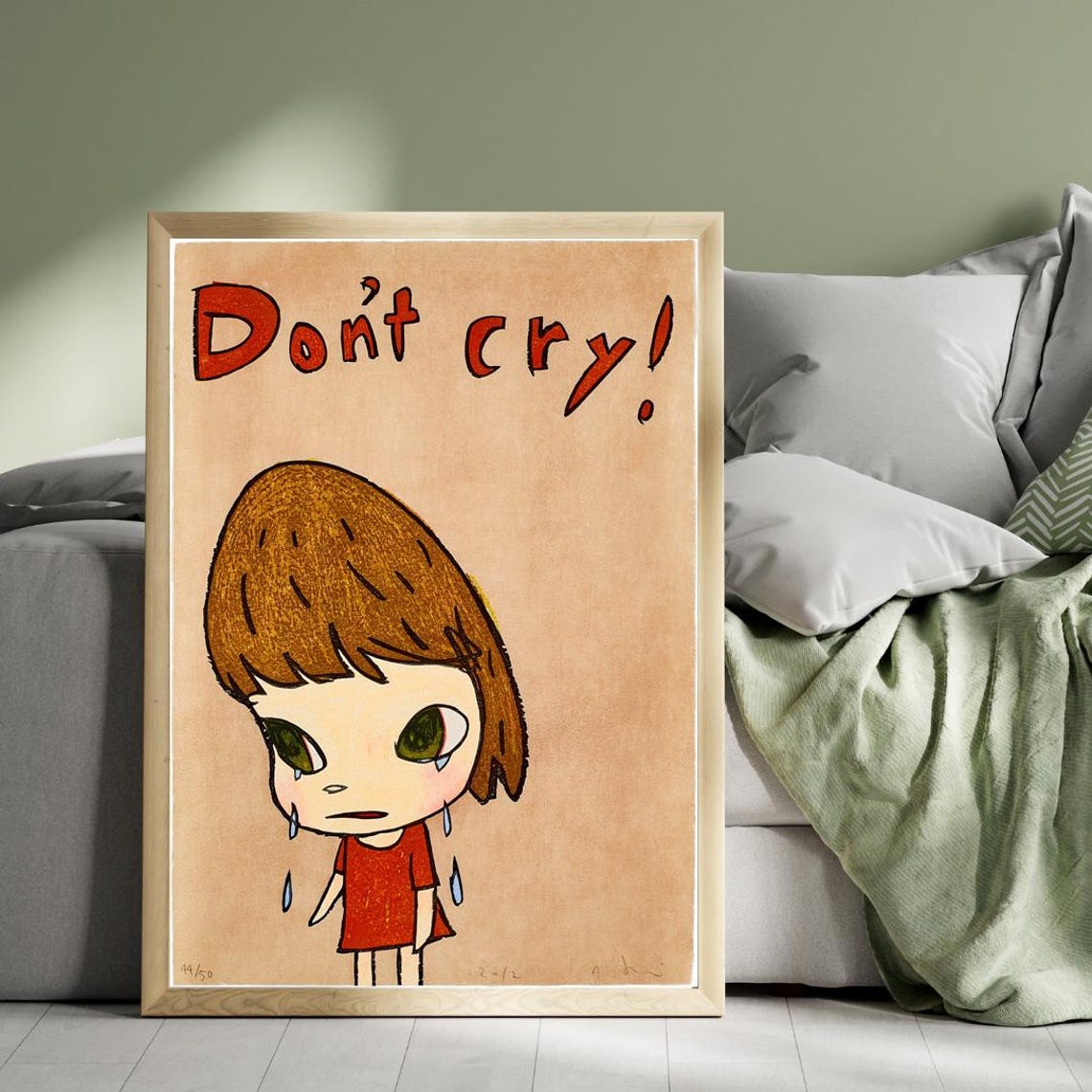 Yoshitomo Nara Dont Cry 2012 Teary Girl Red Text Quote Poster - Image 5