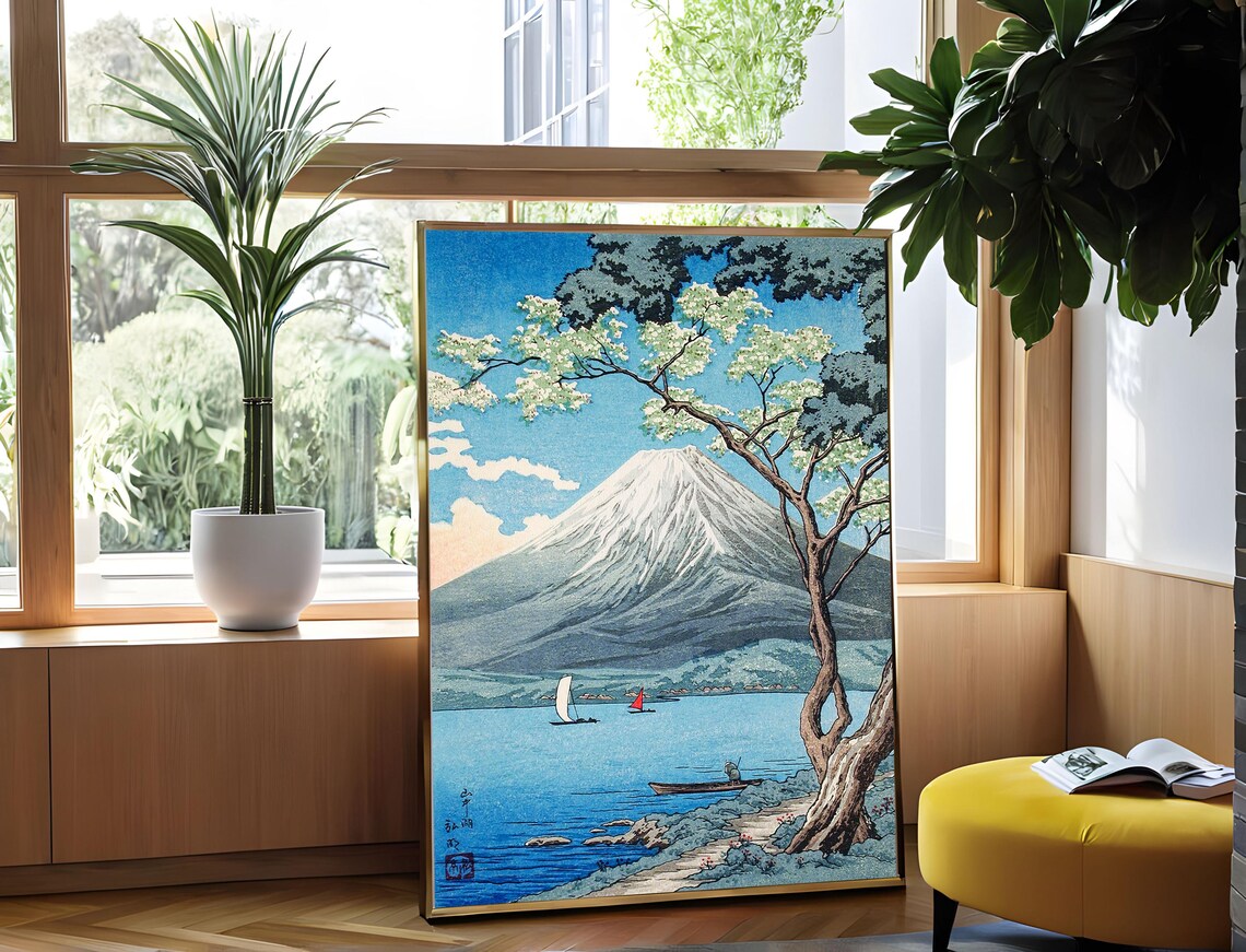 Hiroaki Takahashi Mount Fuji Lake Yamanaka Japanese Woodblock Poster - Image 2