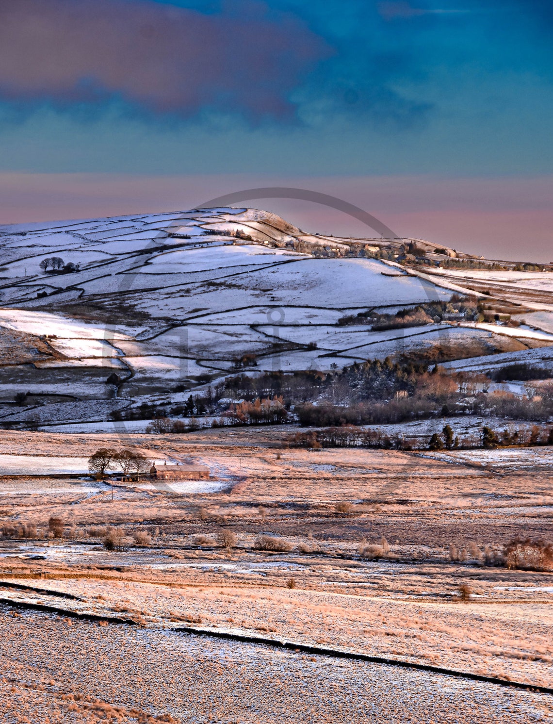 Flash Staffordshire Moorlands Snow Dusted Hills Winter Poster - Image 3