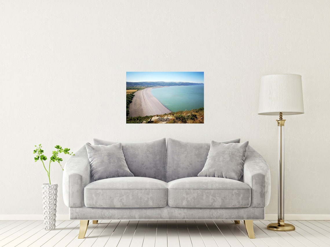 Bossington Beach Porlock Bay Somerset Curved Shingle Shore Print - Image 2