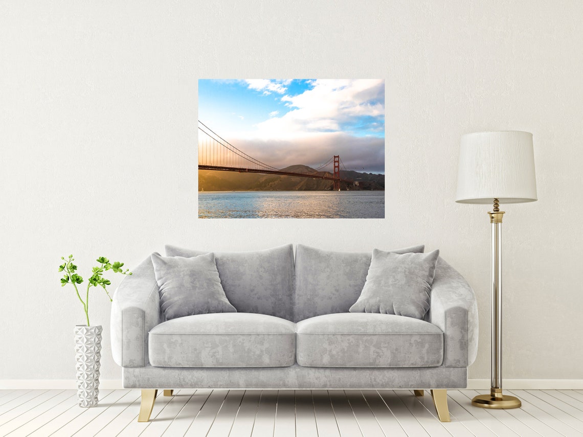 Golden Gate Bridge San Francisco Sunset Glow Over The Bay Water Poster - Image 2