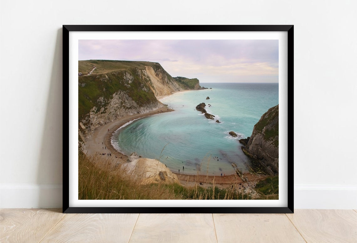 Lulworth Cove Dorset Turquoise Bay White Cliffs Coastal Poster