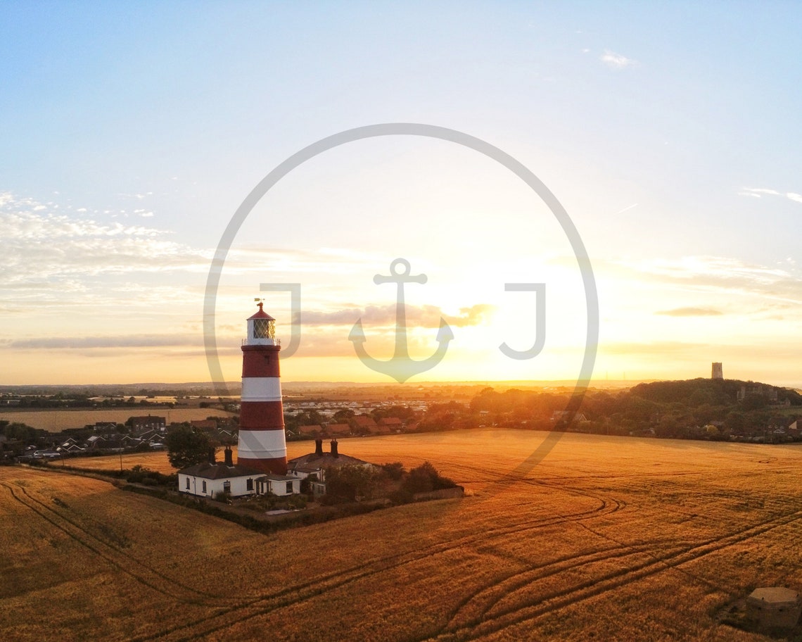 Happisburgh Lighthouse Norfolk Sunset Golden Fields Photo Poster - Image 3