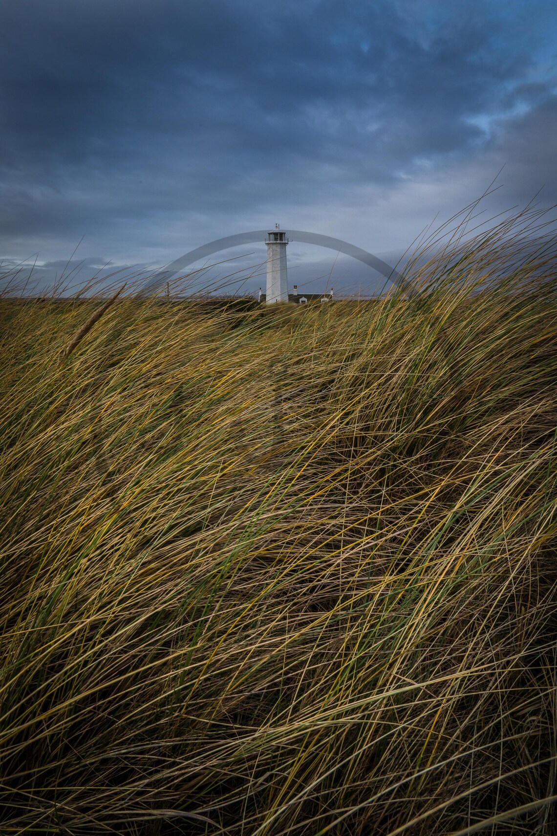 Walney Lighthouse Cumbria Stormy Dune Grass Coastal Mood Poster - Image 3