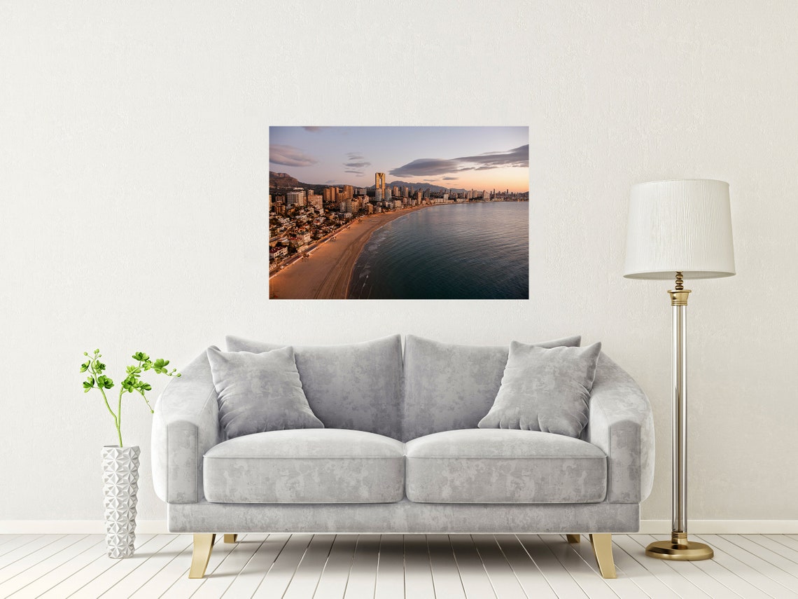 Benidorm Costa Blanca Beach Skyline Dusk Aerial Spain Poster - Image 2
