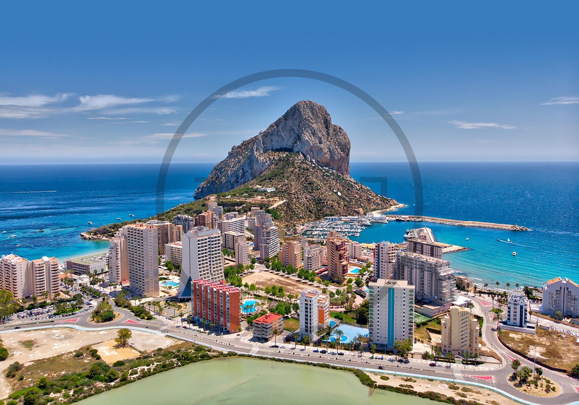 Penyal d'Ifac Rock Calpe Costa Blanca Spain Aerial View Poster - Image 3