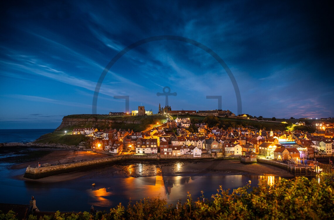 Whitby In Yorkshire After Dusk Travel Poster - Image 3
