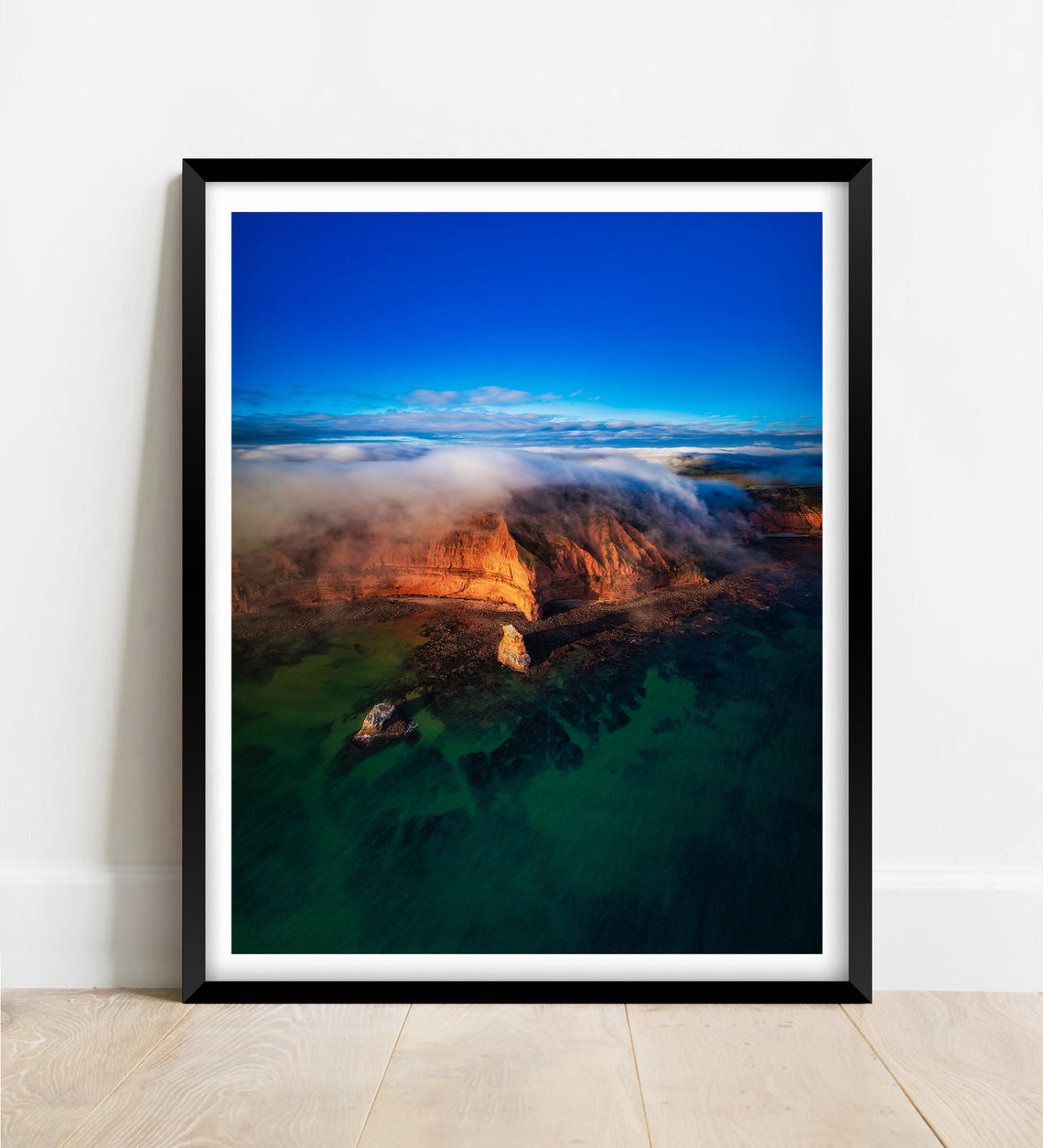 Sidmouth Devon Misty Cliffs Fog Rolling Over Jurassic Coast Poster