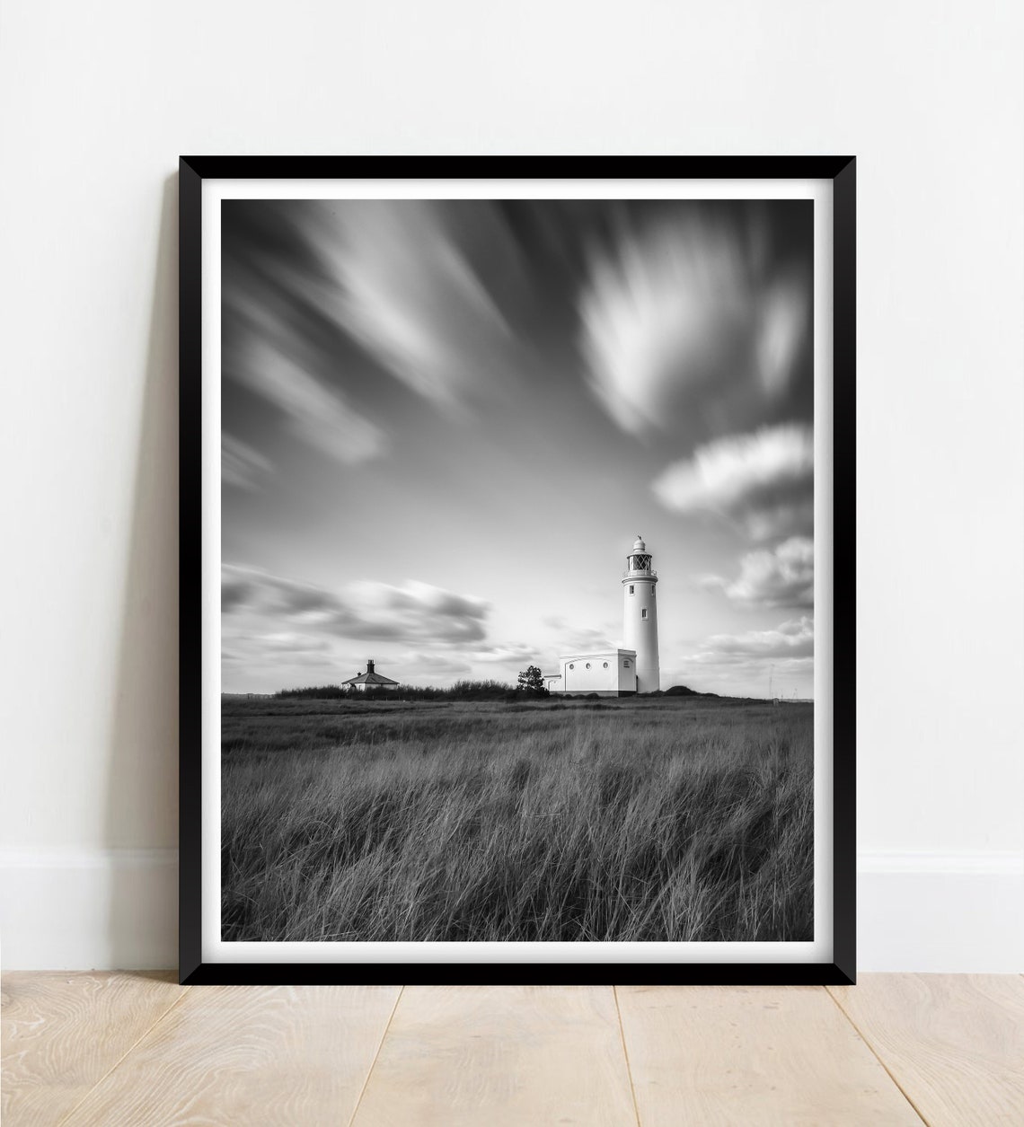 Hurst Castle Lighthouse Long Exposure Black and White Coast Poster