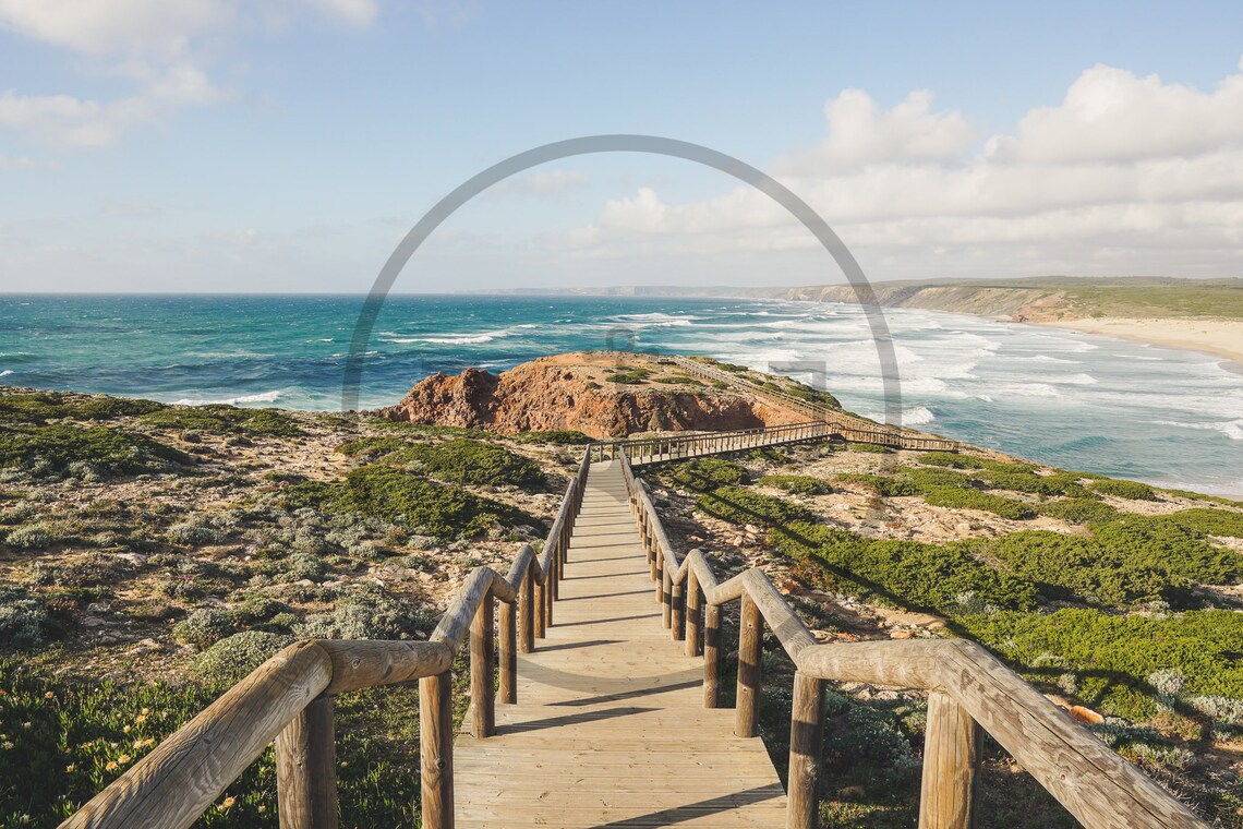 Bordeira Beach Algarve Wooden Boardwalk Down to the Sea Poster - Image 3