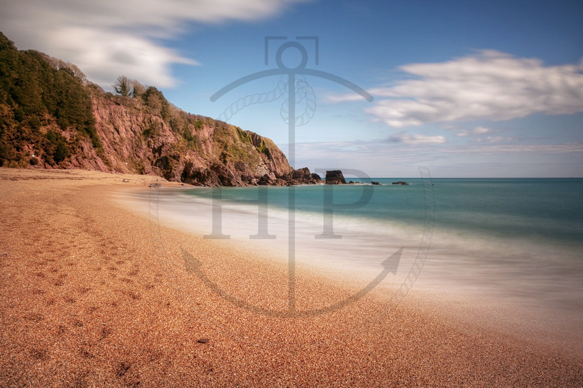 Blackpool Sands Devon Red Sandstone Cliffs Seaside Beach Poster - Image 3