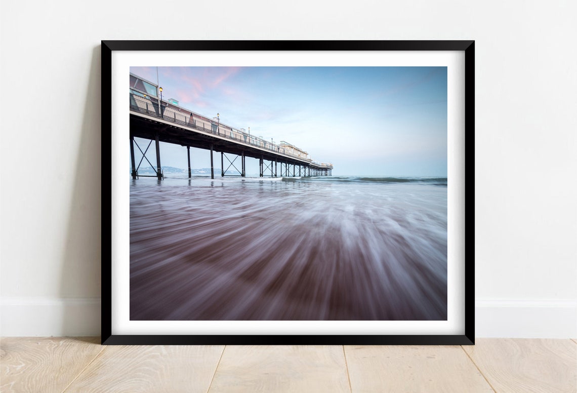 Paignton Pier Devon Long Exposure Silky Sea Dusk Scene Poster