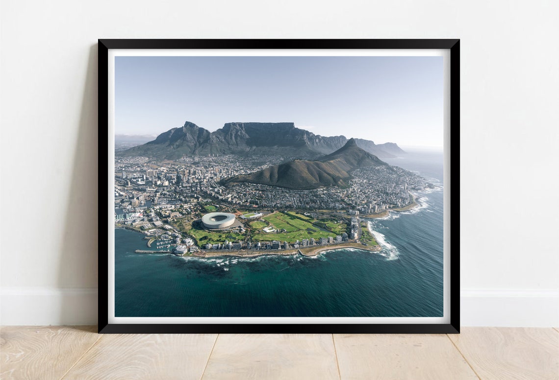 Cape Town Aerial Panorama Table Mountain Stadium Coast Poster