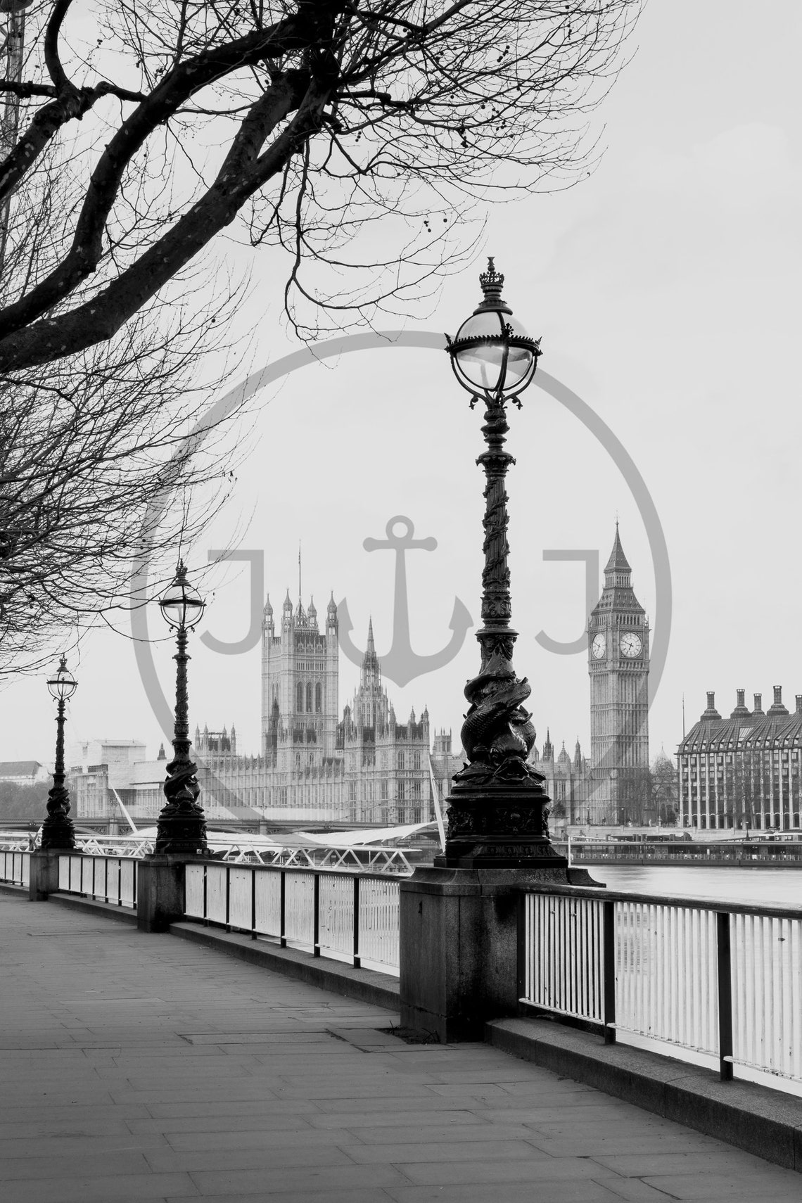 Big Ben River Thames Black And White Embankment London Poster - Image 3