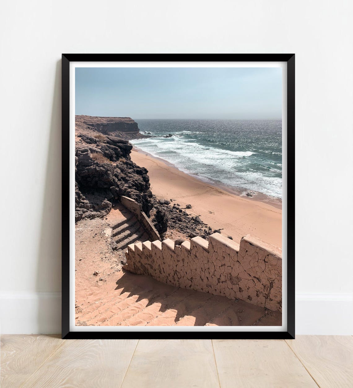 Rocky Volcanic Coastline Secluded Sandy Beach Ocean Waves Poster
