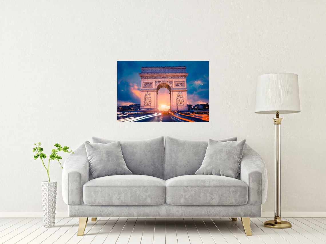 Arc de Triomphe Paris Sunset Light Trails City Landmark Poster - Image 2