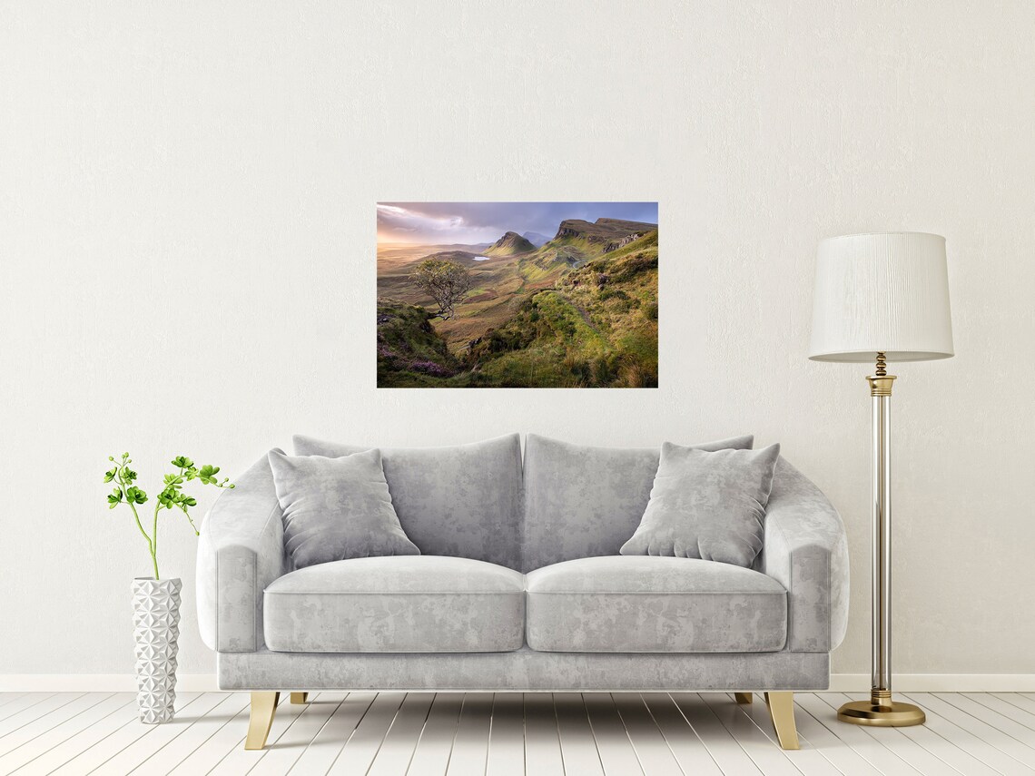 Isle of Skye Quiraing Dramatic Green Peaks with Lone Tree Poster - Image 2