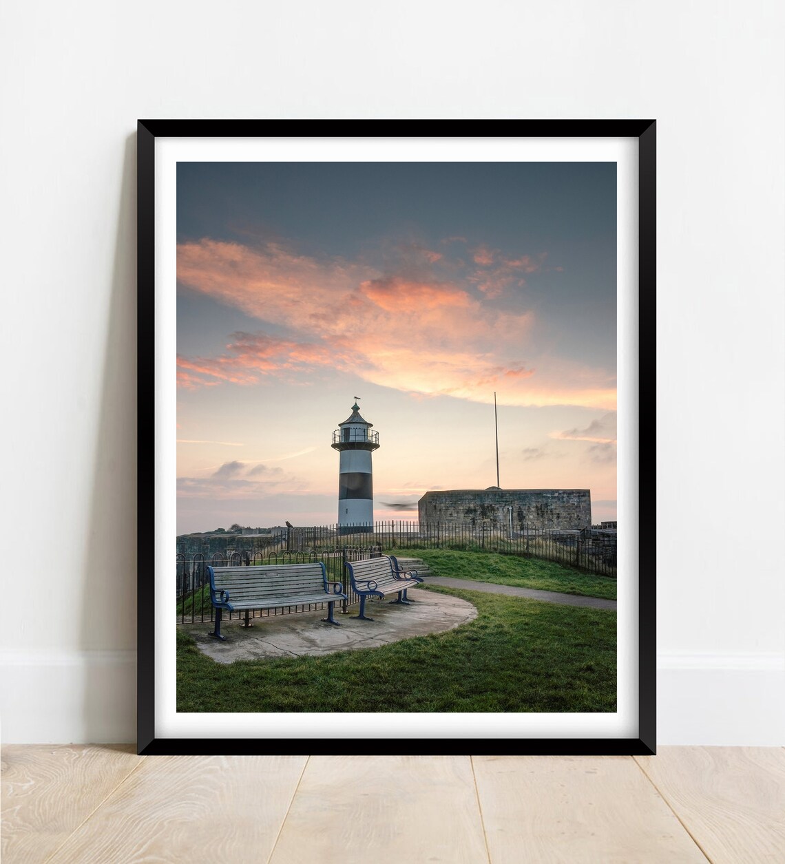 Southsea Castle Lighthouse Portsmouth At Sunset Coastal Poster