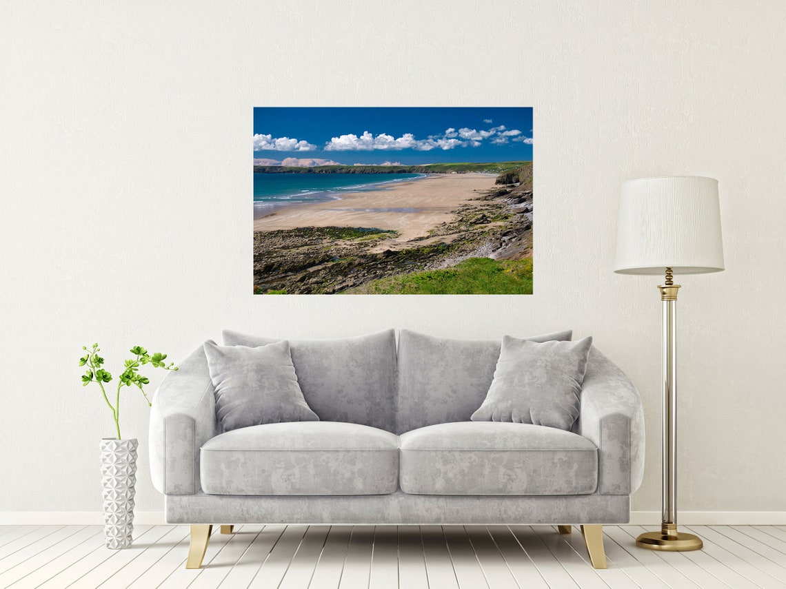 Newgale Beach Pembrokeshire Long Sandy Beach And Rocky Shore Poster - Image 2