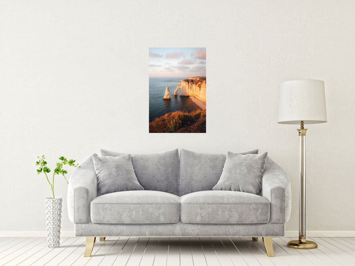 Etretat Normandy France White Cliffs Arch Sunset Seascape Poster - Image 2