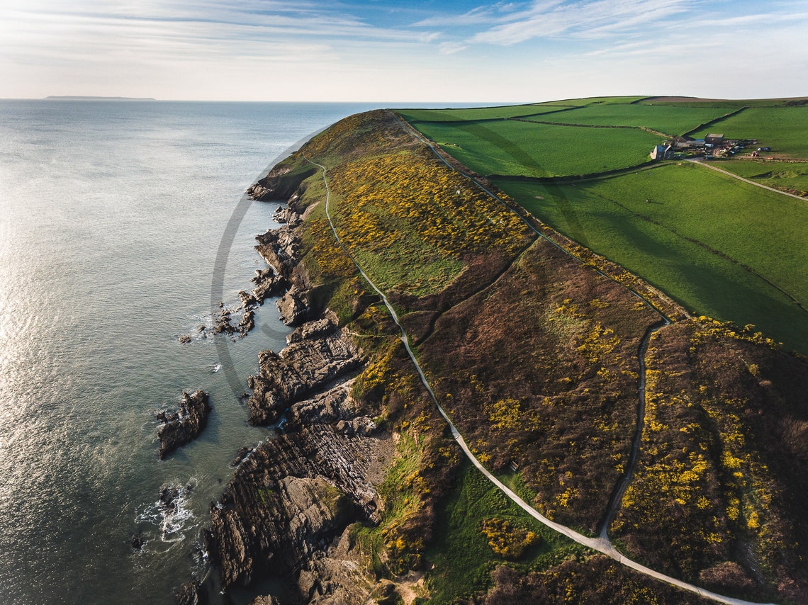 Croyde Beach North Devon Cliffs Aerial Coastal Landscape Poster - Image 3