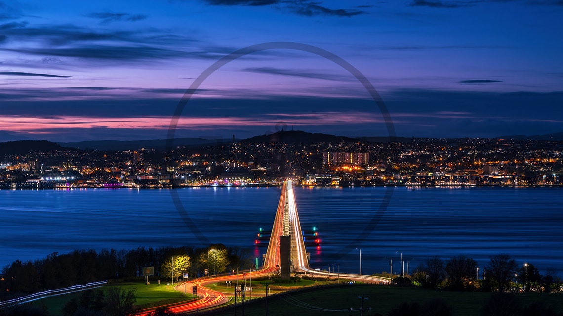 Dundee Scotland After Sunset River Tay Bridge City Lights Dusk Poster - Image 3